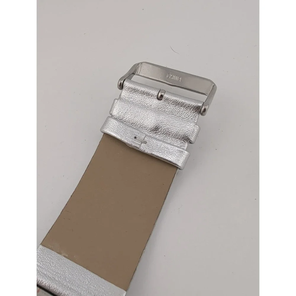 BCBGGirls Watch 40mm Case Silver Leather Band- New Battery